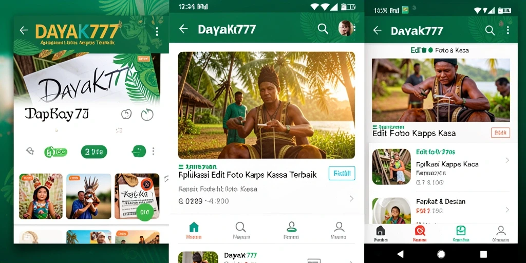 Antarmuka utama DAYAK777 dengan fitur Edit Foto Kertas Kaca.