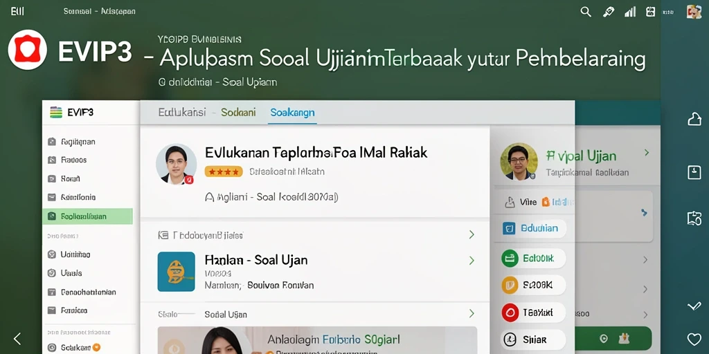Tampilan antarmuka EVIP3 untuk soal ujian yang interaktif.