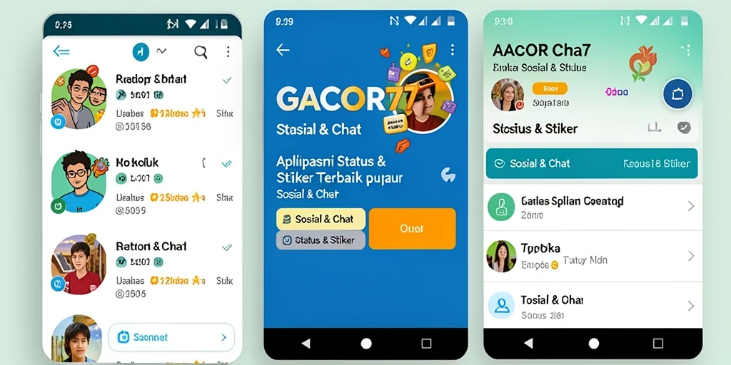 Tampilan antarmuka menarik GACOR77 untuk Status & Stiker.