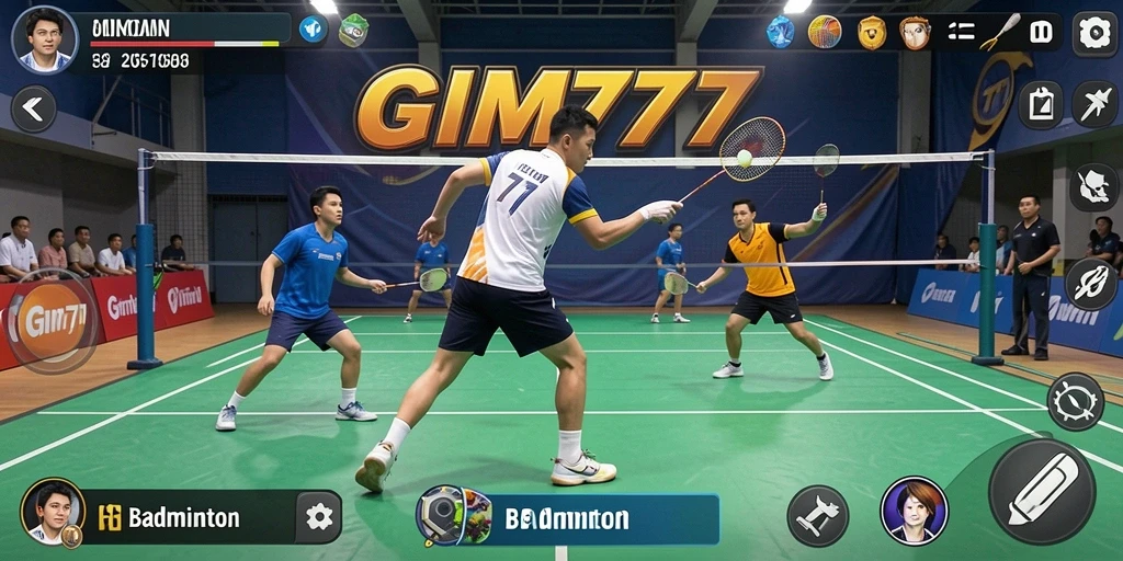 Antarmuka GIM777 yang menarik dan interaktif untuk game Badminton.