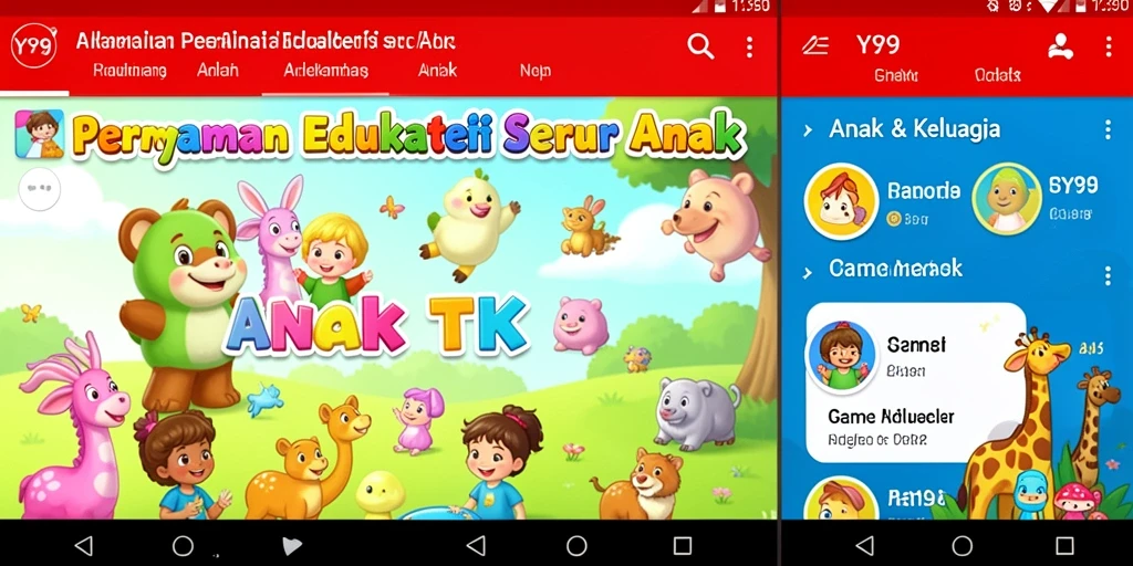 Tampilan antarmuka menarik dari permainan edukatif Y89 untuk anak-anak.